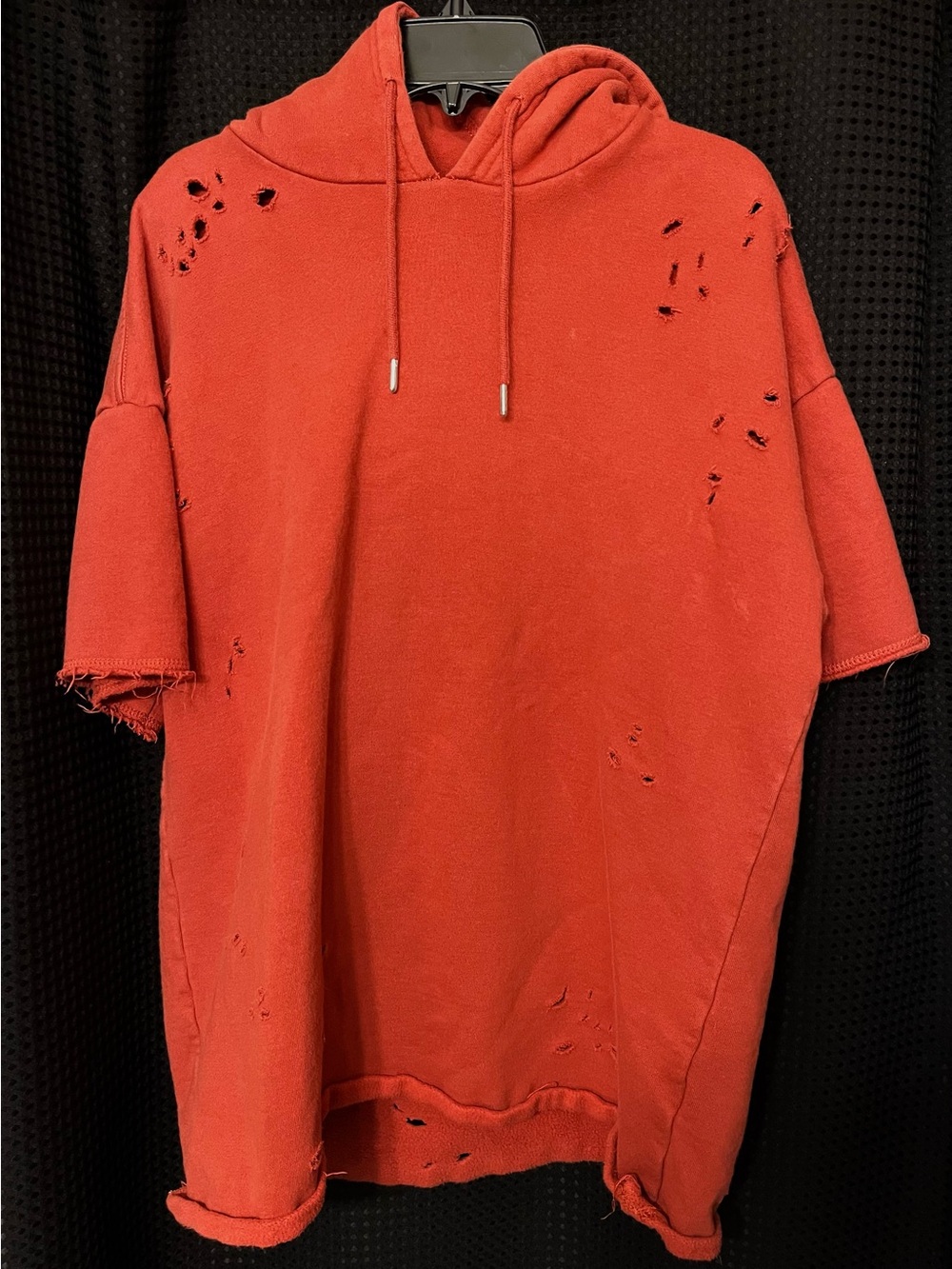 PacSun Distressed Red Short-Sleeve Hoodie